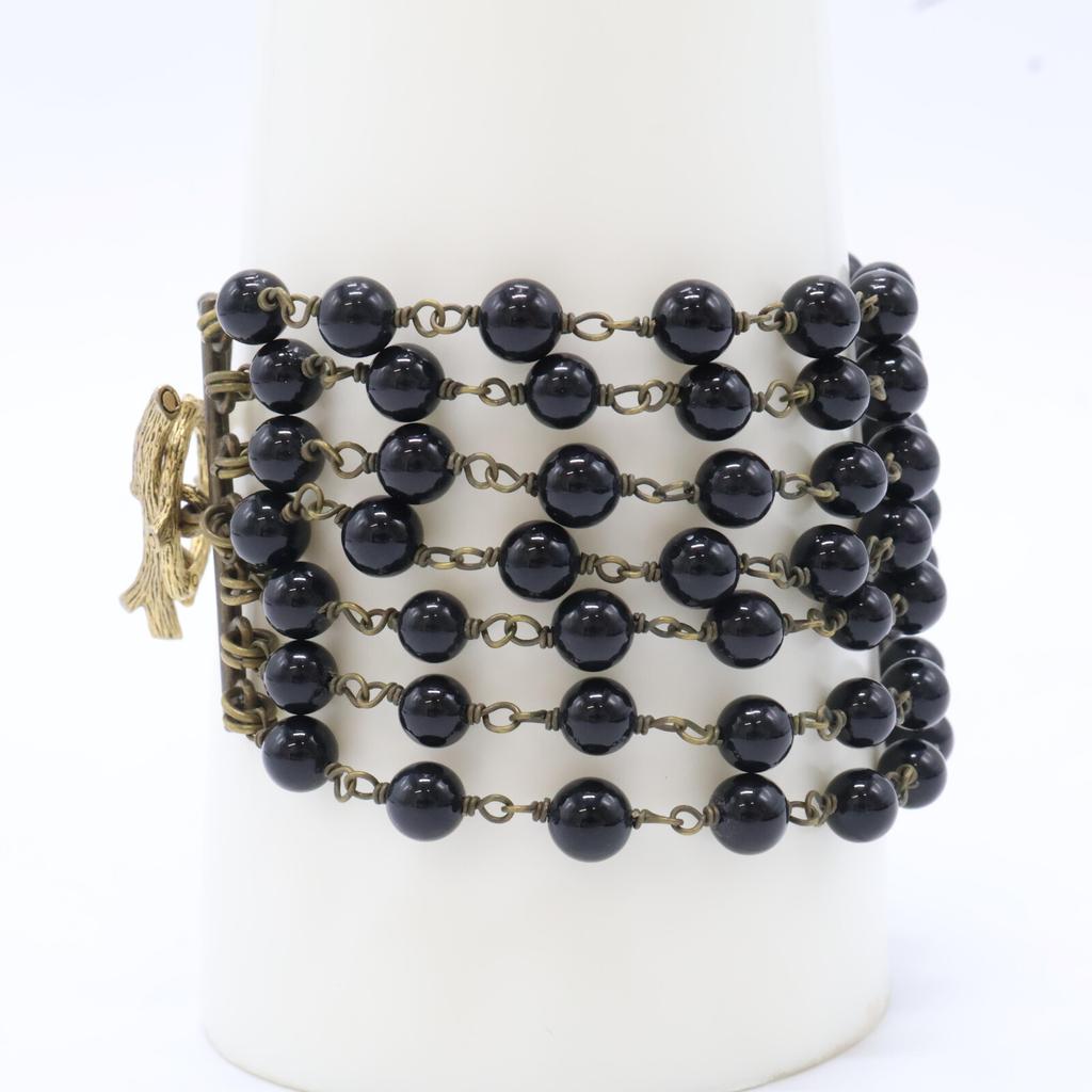 Murderpollen [Good Condition] Onyx 7 Chain Bracelet Black / goldUsed