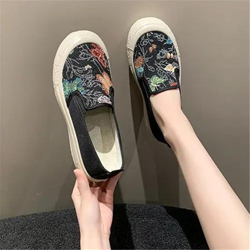 Spring and autumn canvas shoes cloth shoes women's soft-soled sports shoes breathable casual single shoes velvet cotton shoes