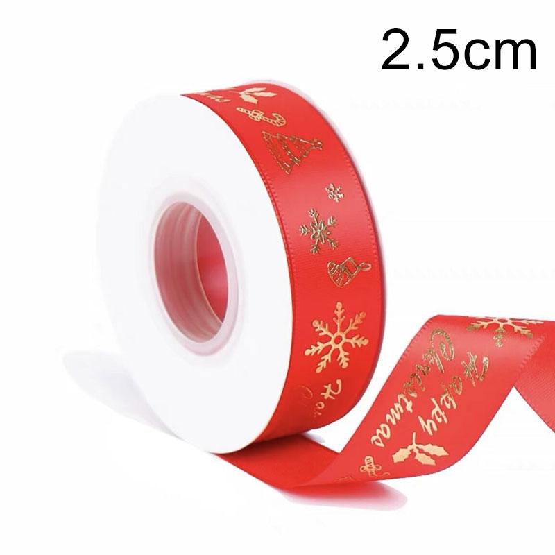 25 Yards/Lot Printed 10/25mm Christmas Ribbon DIY Gift Packing
