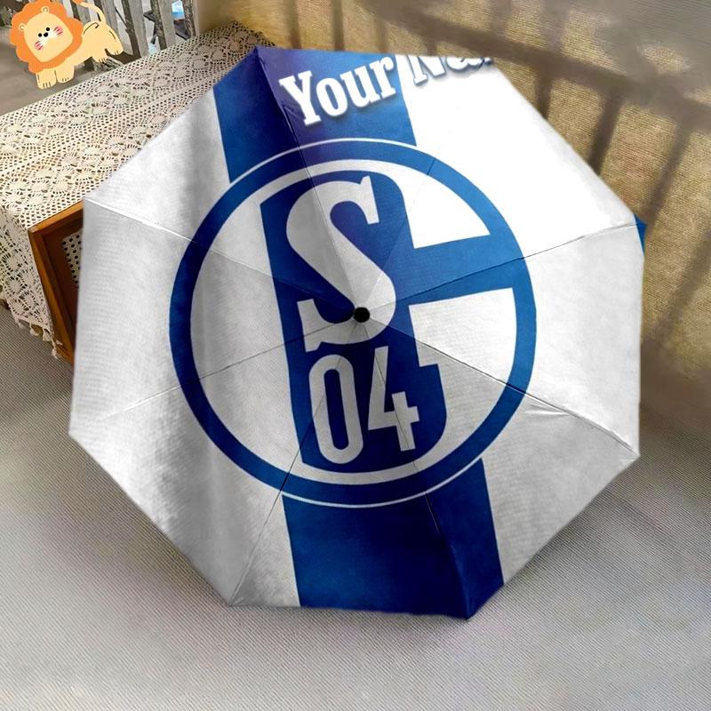 1 PC Automatic Folding Umbrella - FC Schalke 04 Custom Name Pattern, Portable & Foldable Design with 8 Ribs, Christmas Birthday Gifts