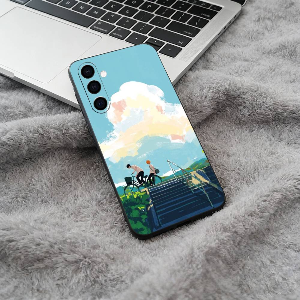 Shonen anime-H-Haikyu Phone Case For Samsung Galaxy A73,A71 A72,A70,A53,A52,A51,Soft Silicone Black Cover