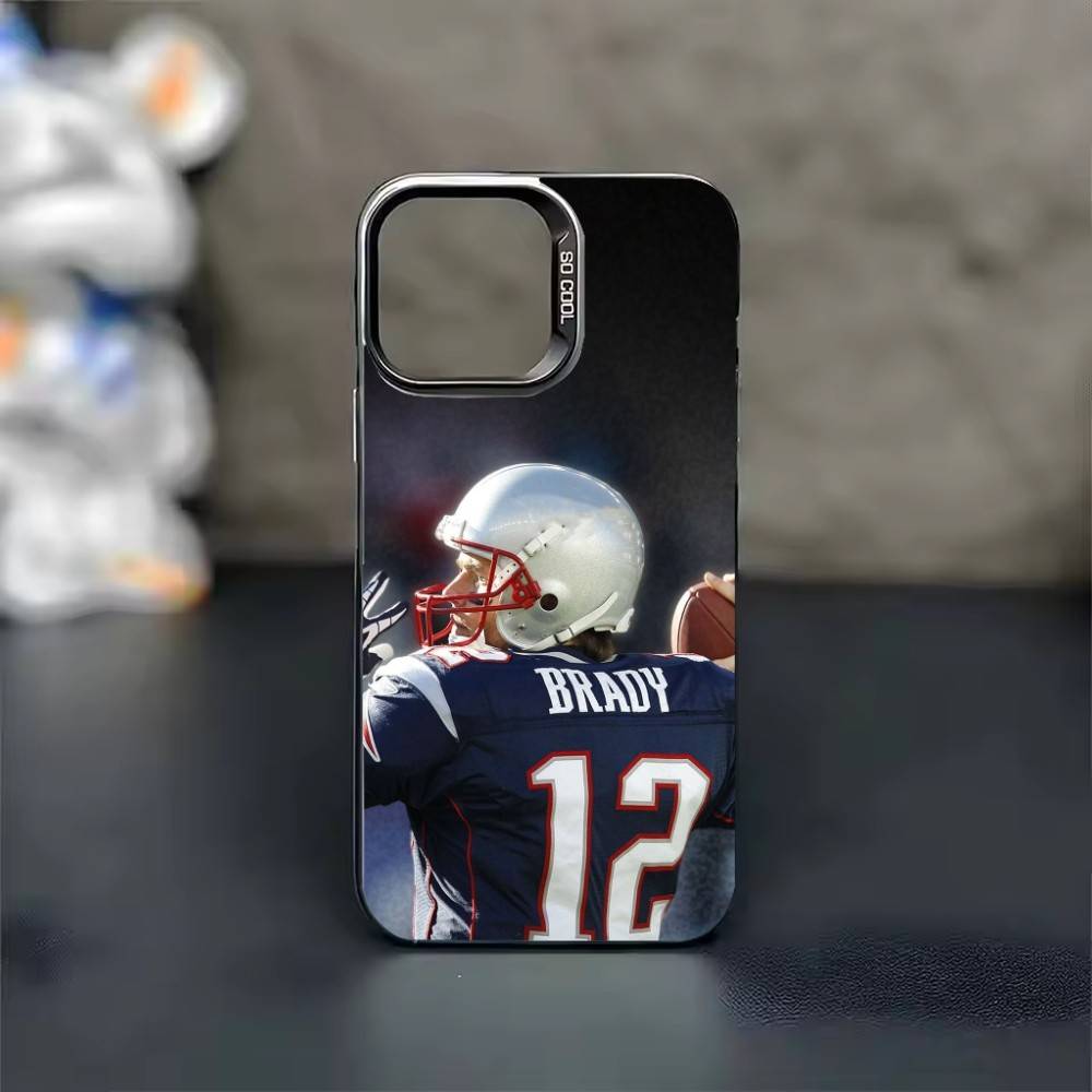 Rugby Tom B-Brady 12 Phone Case For iPhone 17 16 15 14 13 12 11 Pro Max Plus Silver candy Matte Cover