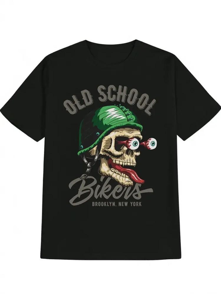 

Men039;s Casual Round Neck T-Shirt with 034;Old School Bikers034; GraphicPolyester Ma Unisex T-Shirt XXXXL