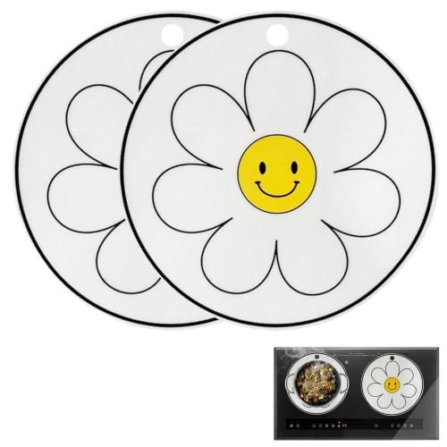 

Set of 2 Induction Cooking Mats, Daisy Design, Silicone, Insulating, Non-Slip, Prevents Burning, Stain-Resistant, Washable, Wear-Resistant, Oil-Resist