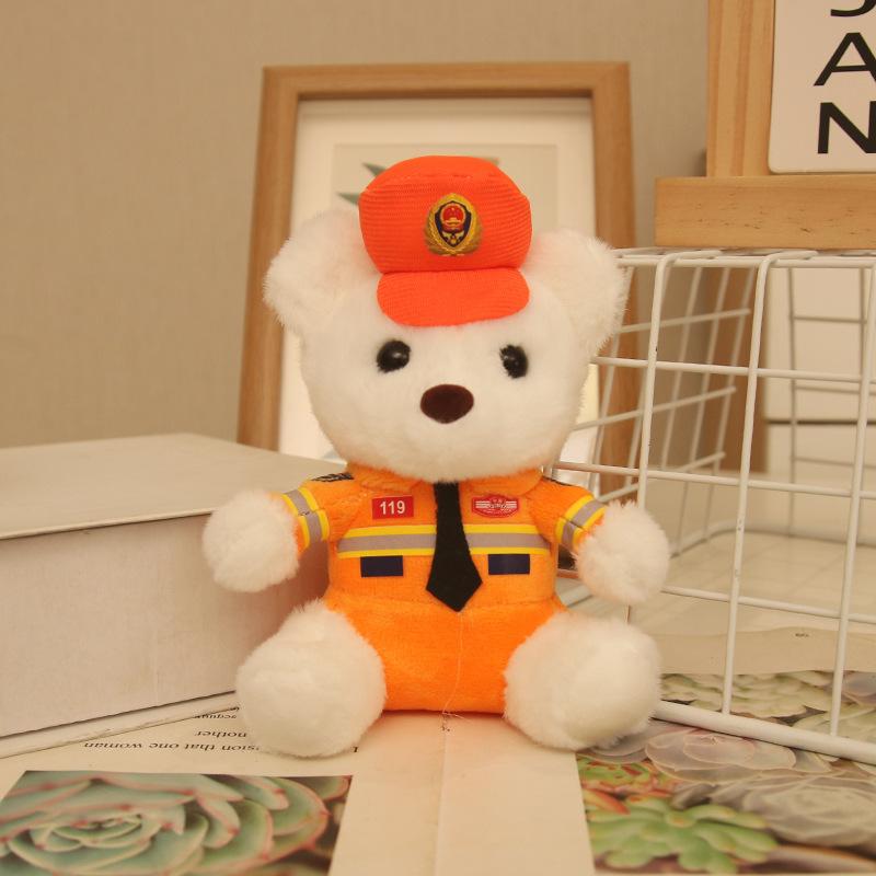Cute cute traffic police bear pendant plush toy doll fire police bag pendant keychain doll
