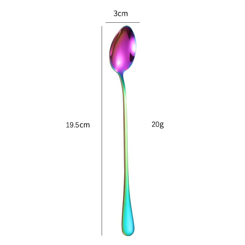 Stainless Steel Long Handle Dessert Spoon for Ice Cream and Coffee