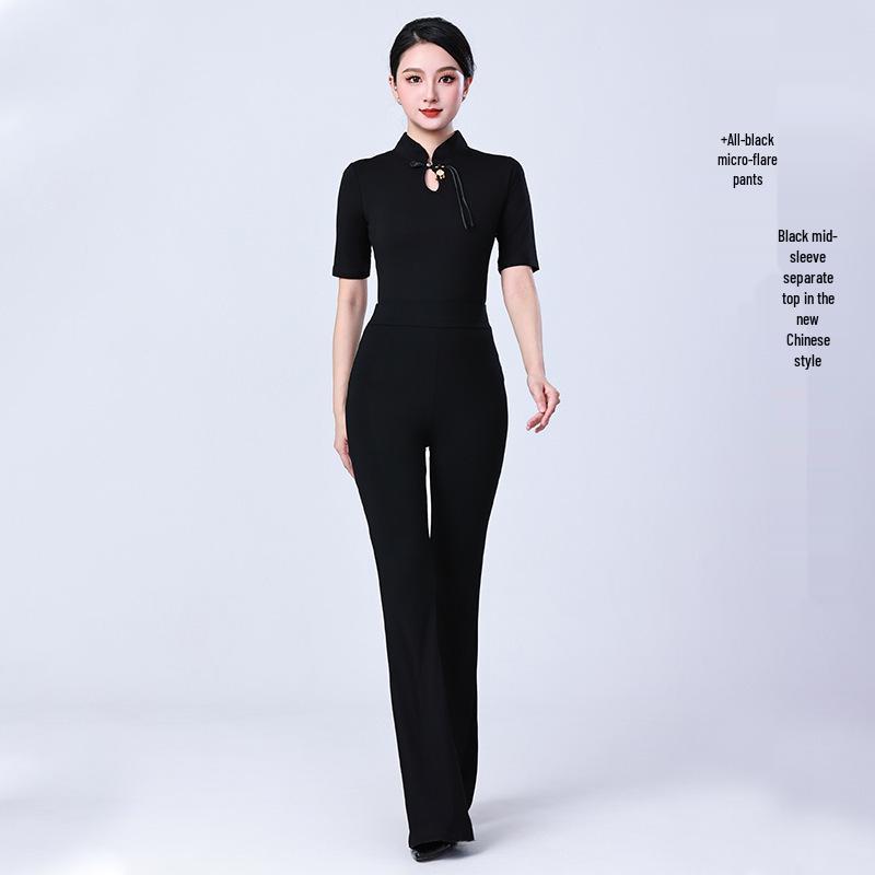 Women's Slim-fit Stand-up Collar Qipao Dance Practice Set
