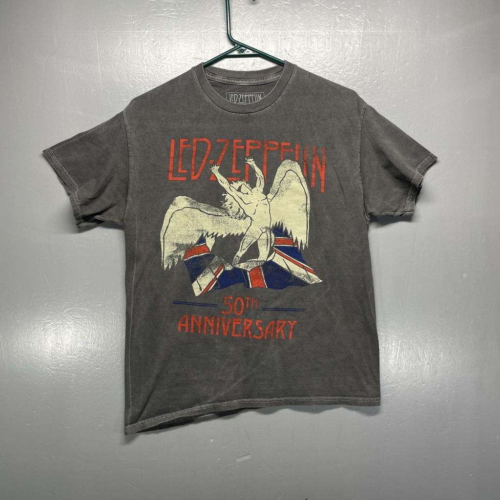 Led Zeppelin 50th Anniversary Gray Rock Band T-Shirt Size S Small Unisex T-Shirt
