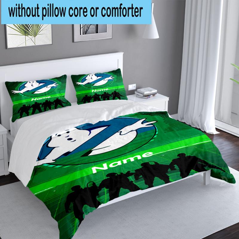 Custom Name 3PCS Ghost Team-Up Bedding Set Including 1pc Duvet Cover And 2pcs Pillowcases for Bedroom, Dormitory Gift Home Decor