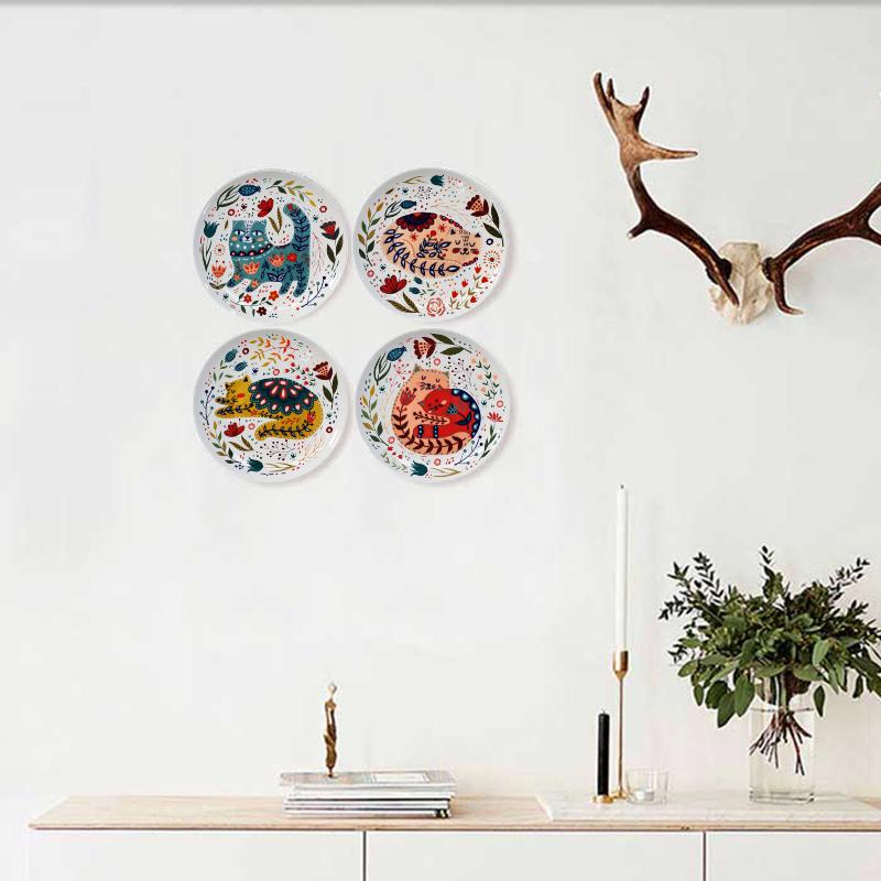 Keramik-Essteller, handbemalt, japanischer Cartoon-Katzenteller, kreativ, farbenfroh, für den Haushalt, Geschirr, Geschirr, Wohnkultur