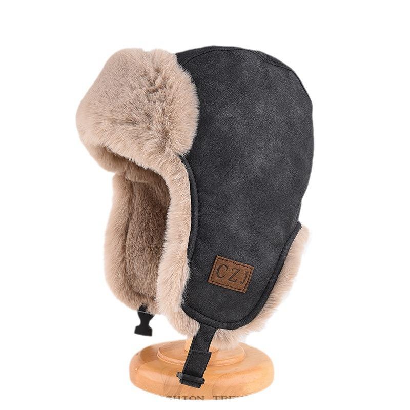 Hats Men's and Women's Autumn and Winter Hats, Fleece Thickened Warm Pilots, Outdoor Cold-proof Fur Ear Caps