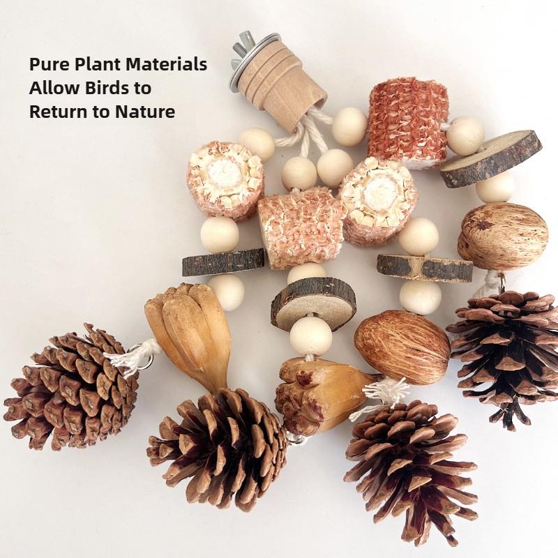 Natural Bird Chew Toy Cotton Rope Pinecone Parrot Toy Bite Resistant Birds Tearing Toy Cockatiels Training Cage Toys Accessries