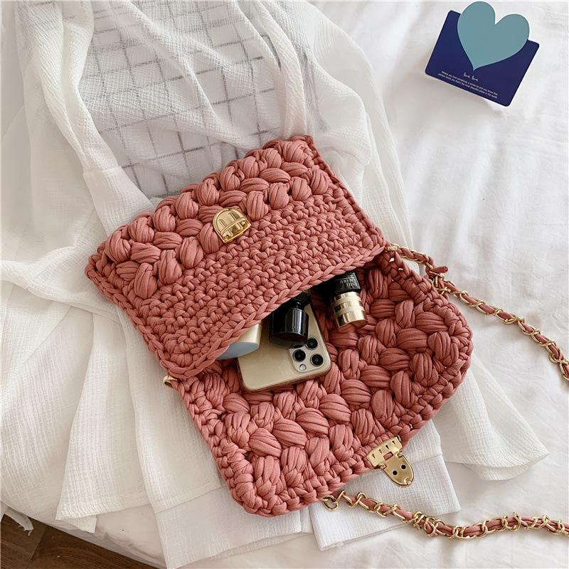 Bolsas de Mão Femininas da Moda Bolsa de Tecido Alça de Crochê Casual Ombro Transversal Clutch