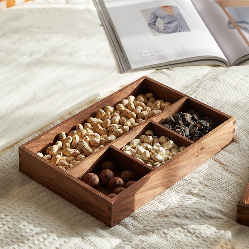 HeMu Solid Wood Entrance Desk Miscellaneous Coffee Table Office Key Storage Box Jewelry Cosmetics Stationery Sorting Box Tray