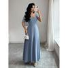 European and American Square Collar Elegant and Romantic Daily Long Dress Women's 2026 Summer New Waist and Thin Skirt
