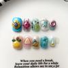 Hand-Painted Press-On Nails Short Square Cat Eye Design Cute Kawaii Style Wearable Nail Tips Women