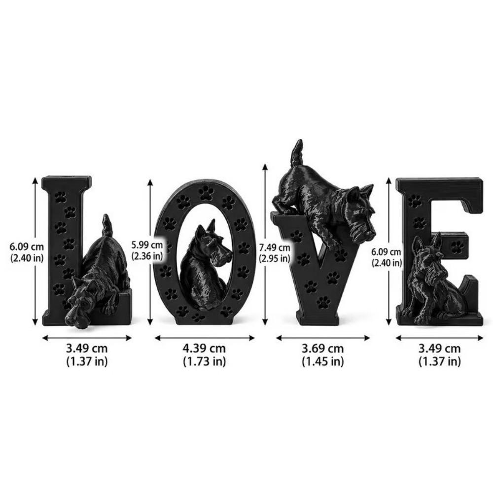 4PCS Romantic Dog Statue Ornament 3D Printing Love Themed Decorations Entryway Decoration