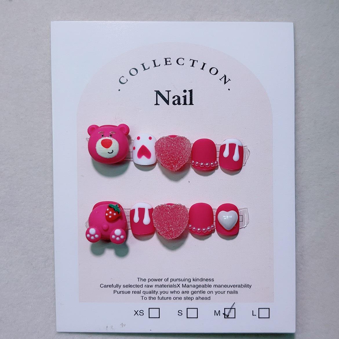 Kids  Wearable Nail Art Stickers - Strawberry, Bear, Donut, Bow Designs