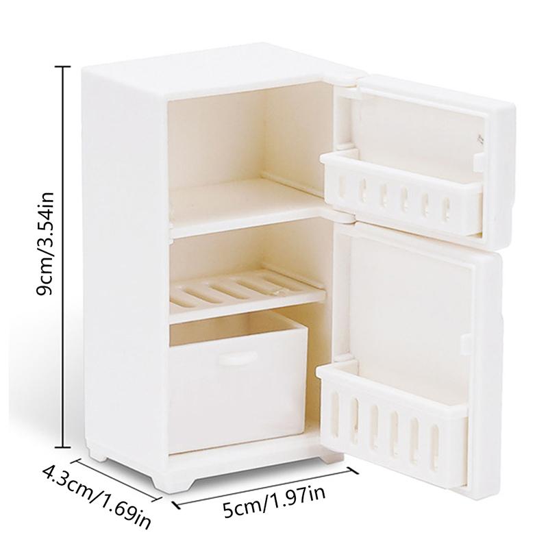 3D Cute Mini Refrigerator Model Decoration Refrigerator Sticker Home Collection Gift With Food Parts Funny Message Sticker