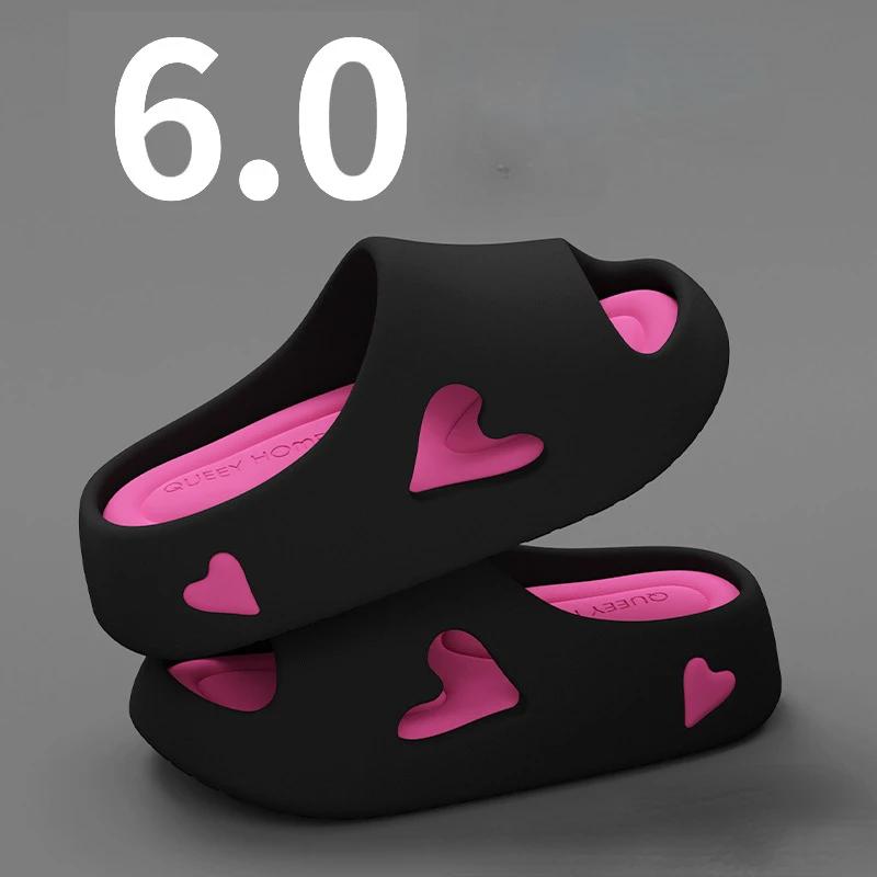 Trendy Poop Feeling Slippers 2024 Summer New Color Blocked Thick Sole Anti Slip One Word Women's Versatile Daily Cool Sandals