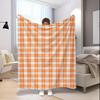 Orange And White Check Microfiber Flannel Cover Blanket Bedroom Living Room Sofa Soft And Comfortable Home Decoration