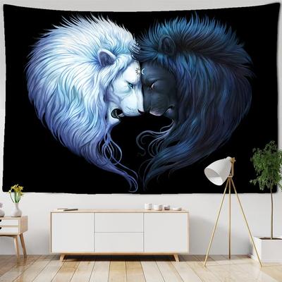 Embroidery Wolf Lion Tapestry Wall Hanging Colorful Simple Bohemian Psychedelic Art Background Cloth Home Decor