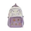 Schoolbag Japanese Dopamine Ins Wind Cute Cat Backpack Female Transparent Bar Pain Bag Large Capacity Middle School Student Schoolbag
