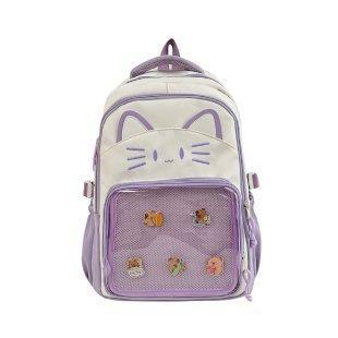 Schoolbag Japanese Dopamine Ins Wind Cute Cat Backpack Female Transparent Bar Pain Bag Large Capacity Middle School Student Schoolbag