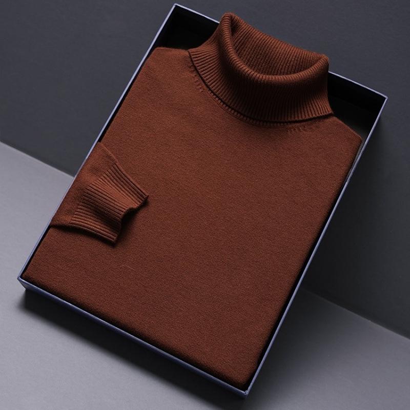 Men's High Neck Knit Sweater - Warm & Versatile Long Sleeve for Autumn/Winter