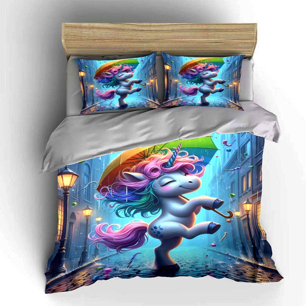 """Buntes Einhorn Bettwäscheset" Bettwäsche Bettbezug-Set Bettbezug Kissenbezüge""" (1 * Bettbezug 2 * Kissenbezüge, ohne Bettdecke)