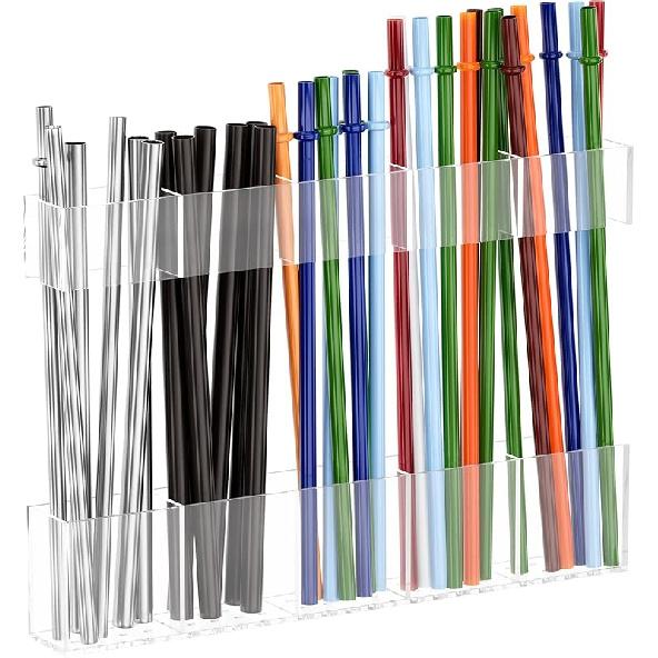 Acrylic Straw Holder for Cabinet Door, Reusable Tumbler Straw Organizer Storage inside Cabinet, Kitchen Accessories for Utensil, Ultra Sticky