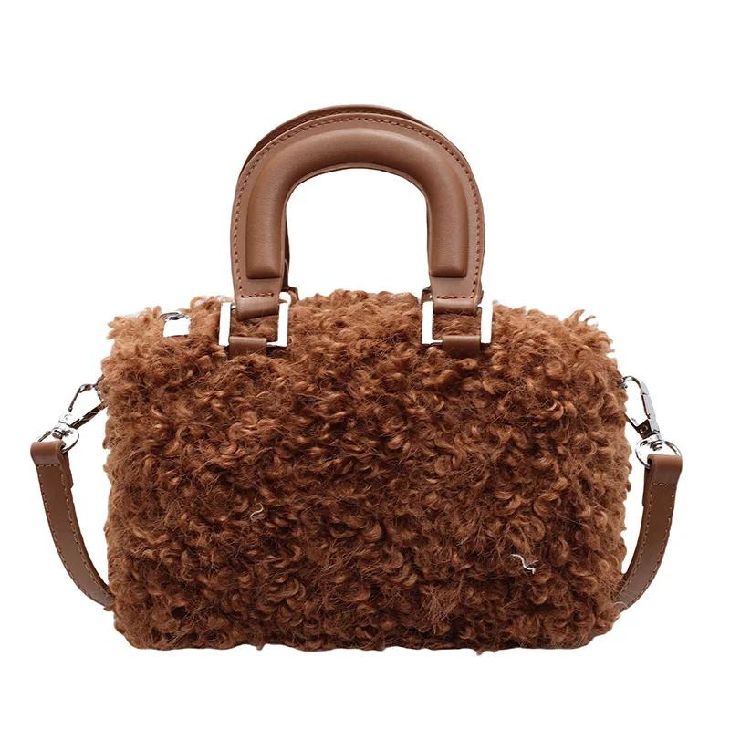 Nowa koreańska casualowa mała kwadratowa torebka dla kobiet retro niszowy design imitacja wełny modna torba