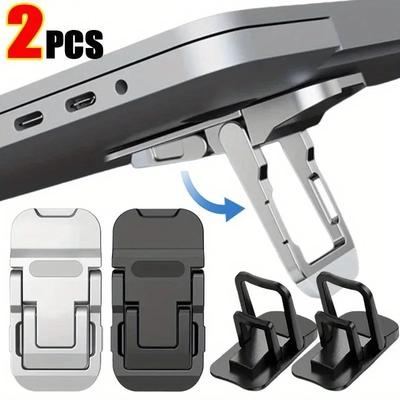 Mini Portable Zinc Notebook Holder with 2 Adjustable Angles, Foldable Invisible Notebook Lifting Platform