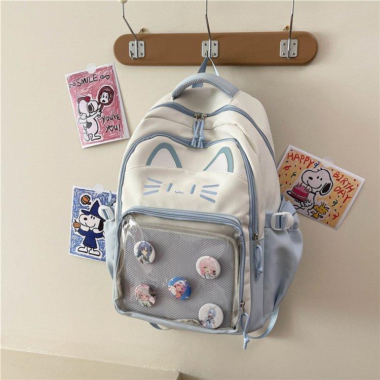Schoolbag Japanese Pain Bag Spice Girl Millennial Mechanical Backpack Shoulder Kitten Cute New Schoolbag Large Capacity Travel Backpack