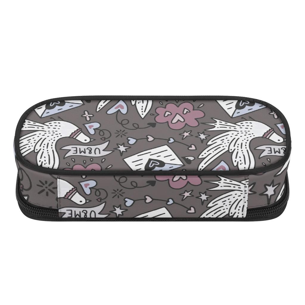 Pencil Bag Neat Design Durable 300D Polyester Smooth Zipper with Main Compartment Mesh Pocket and Pen Slots for Teens and Students