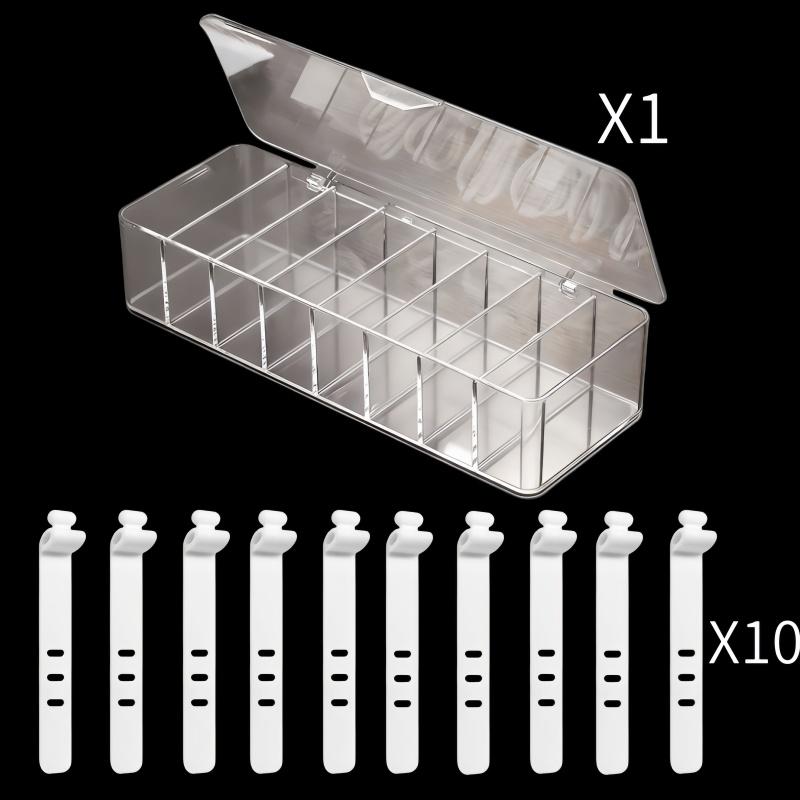 

The Data Cable Storage Box Is Equipped with 10 White Zip Ties for Organizing and Storing Data Cables, Suitable for Small Items