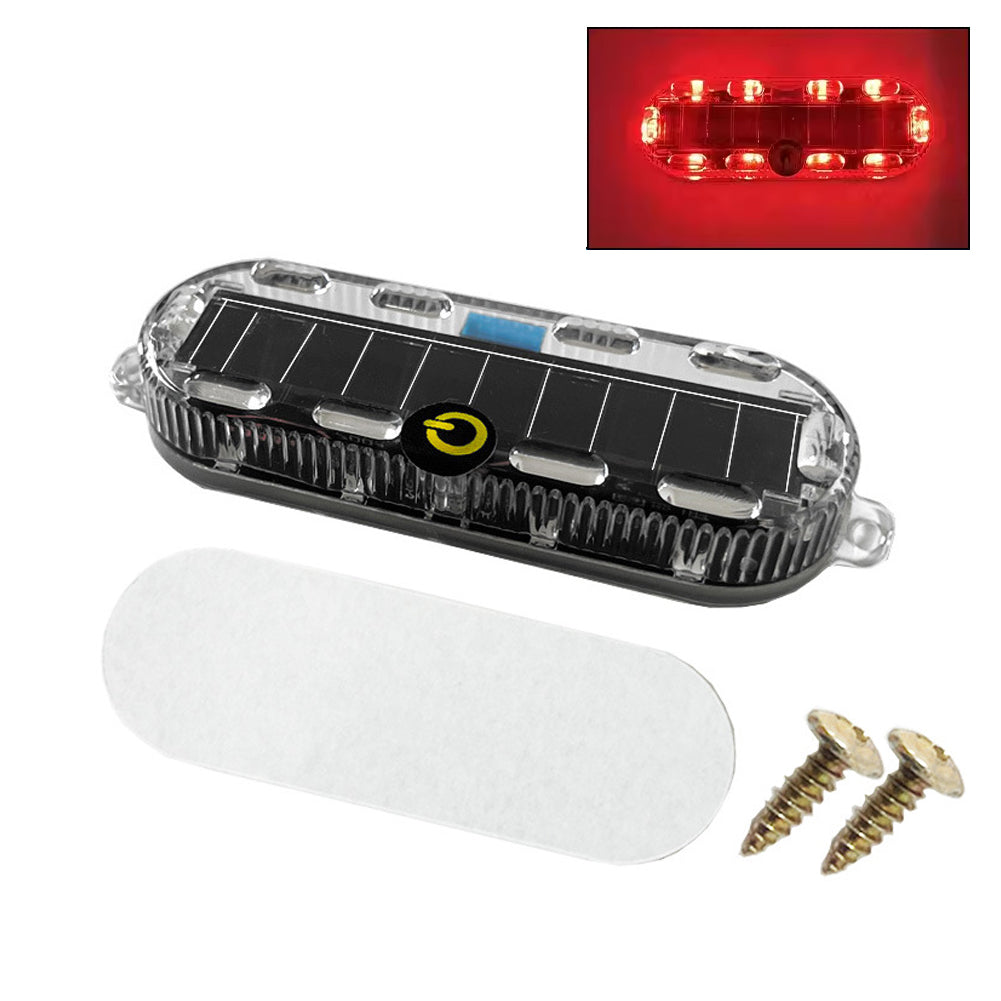 Solar Power Mortorcycle LED Warning Light Car Night Ride Tail Light Anti-rear Strobe Light for Motorcycle Electric Bicycle