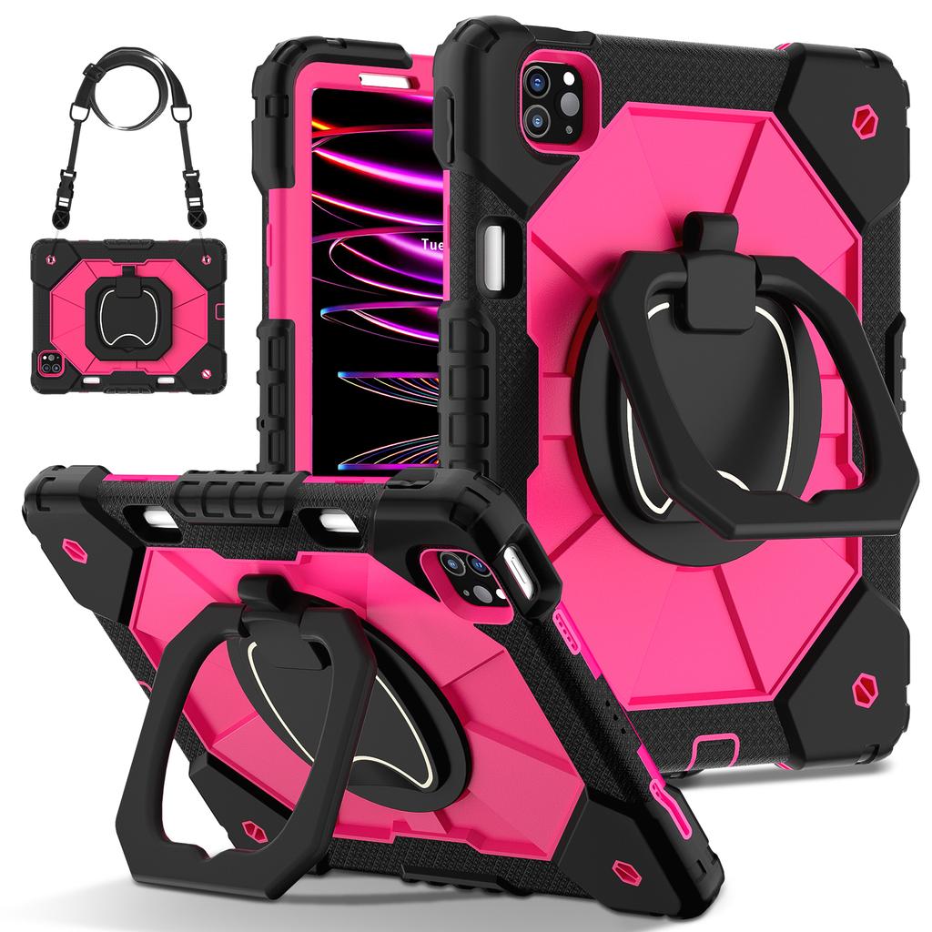 Heavy Duty Case for iPad Pro 11 4th 3th 2th 1th Air 5 4 10.9 Silicone + PC Shockproof Stand Tablet Cover with Shoulder Straps