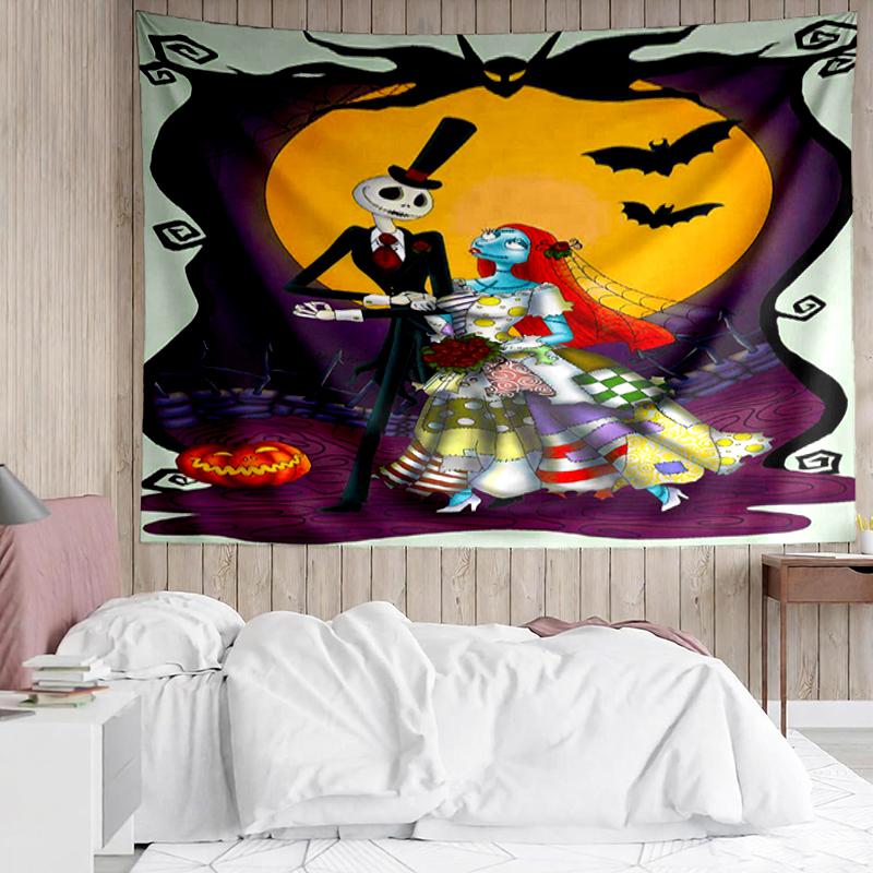The-Nightmare-Before-Christmas Print Tapestry, Backdrop, Easy Setup, Ideal for Bedroom, Office & Living Room, with Aesthetic Wall Hanging Decor.