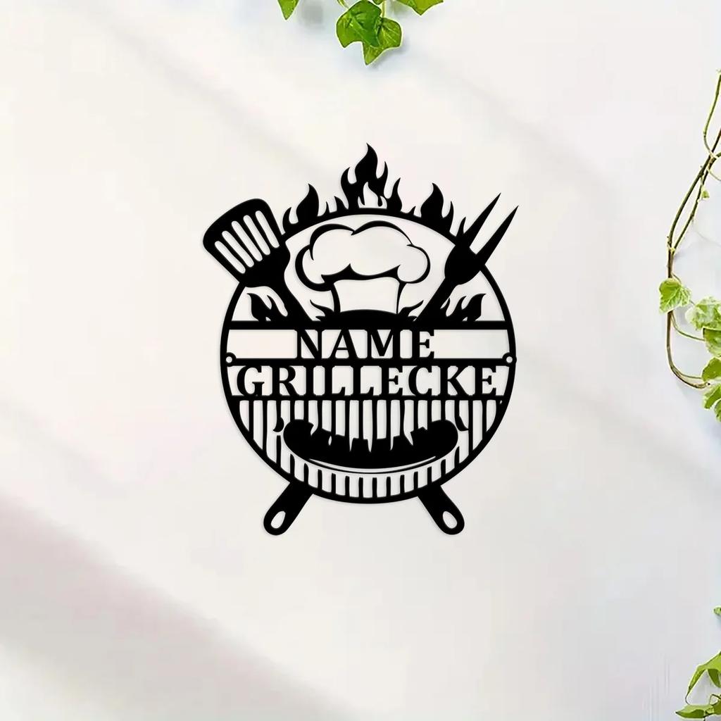 Custom Metal BBQ Sign, Personalized Outdoor Grill Decor, Unique Kitchen Wall Art