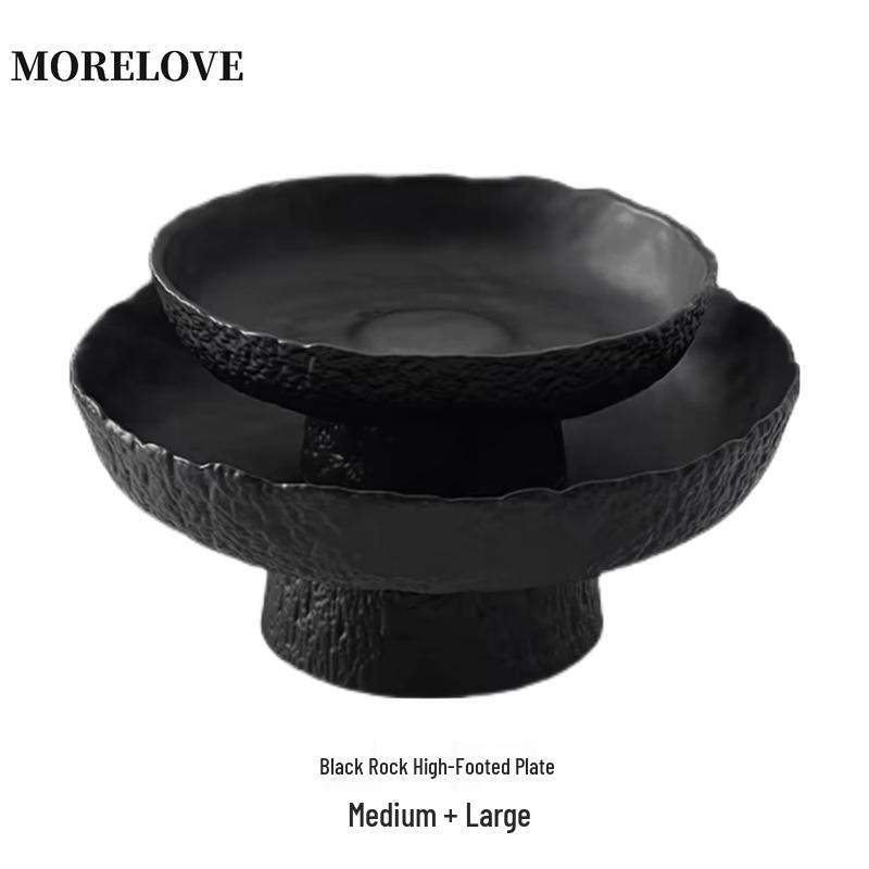 Qiwei Elegant Black Korean Glass Serving Plate
