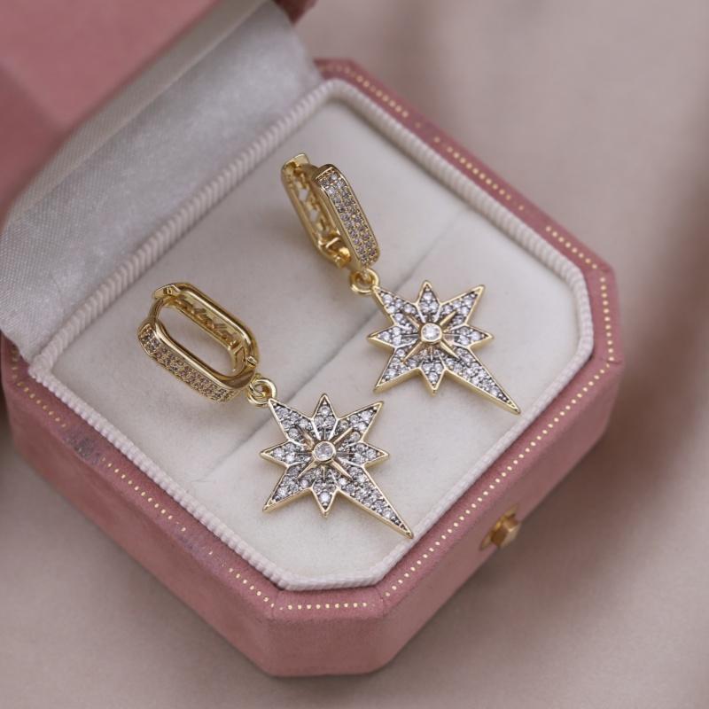 French new fashion jewelry two-tone plated water drop zircon geometric earrings elegant women's daily work bright accessories