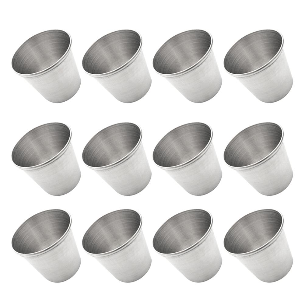 12 Pcs Wasser Tasse Becher Edelstahl Schuss Glas Suite Tragbare Geister Silber Kaffee Becher Kind