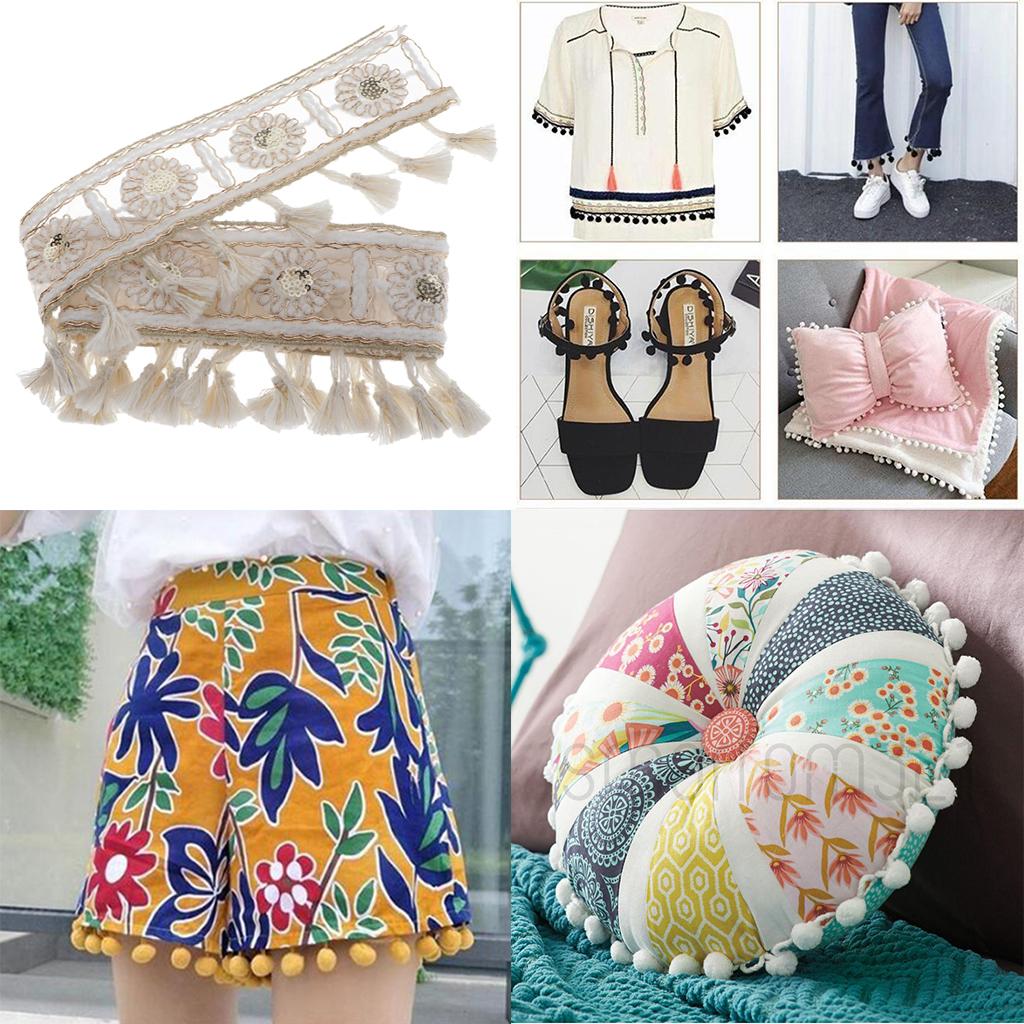 Cotton Jacquard Fan Ribbon, Pompom Border, Pompom Border, Pompom Ribbon,