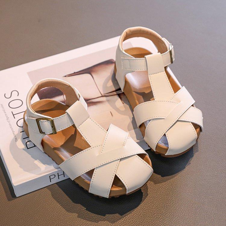 

Girls shoes children s princess bag head sandals 2025 new women s treasure summer soft sole middle-aged children and little girls 36 бежевий