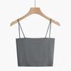 Short Solid Color Little Camisole for Women with Fixed Breast Pad with A Slim-fit Base and A Spice Girl Style Wrap On The Outside