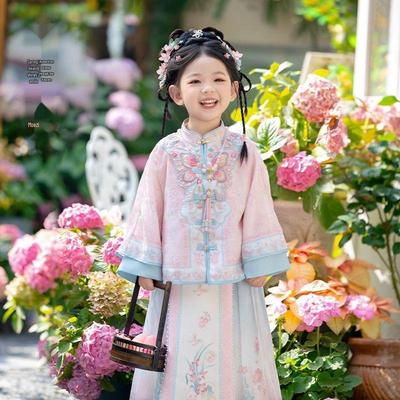 2026 Spring Girls' Mamian Skirt: Chinese Hanfu Style for Kids - Super Fairy Ensemble