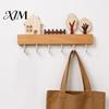 Wall Key Hooks for Entry Wooden Holder, Solid Wood Organizer with 6 Hooks, Modern Rustic Entryway Mounted Hanger Kitchen And Office Badge Holder