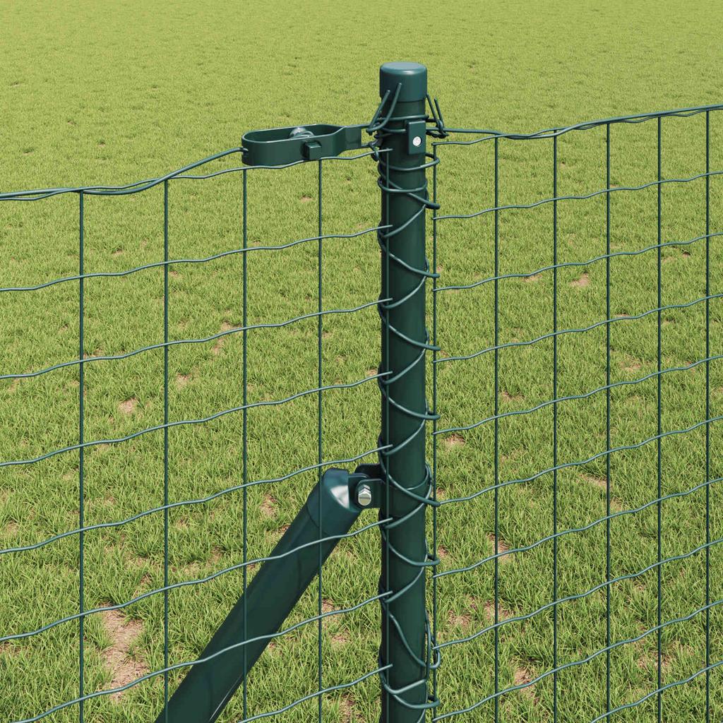 Fence Post Set 2 Pcs Green Powder Coated Steel