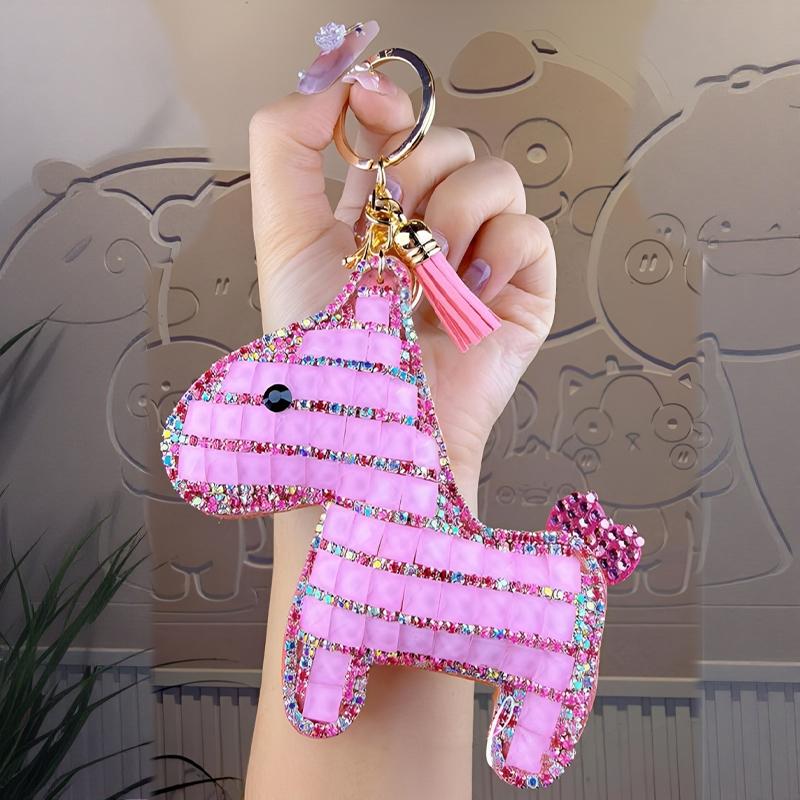 Cute Rhinestone-Studded Pony Keychain Car Keychain Women'S Bag Charm Small Gift